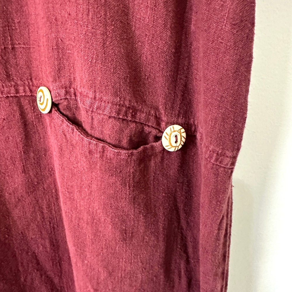 VTG 90s Linen Dress Lagenlook Art To Wear XL Southwestern Focus USA Pockets - Picture 3 of 11